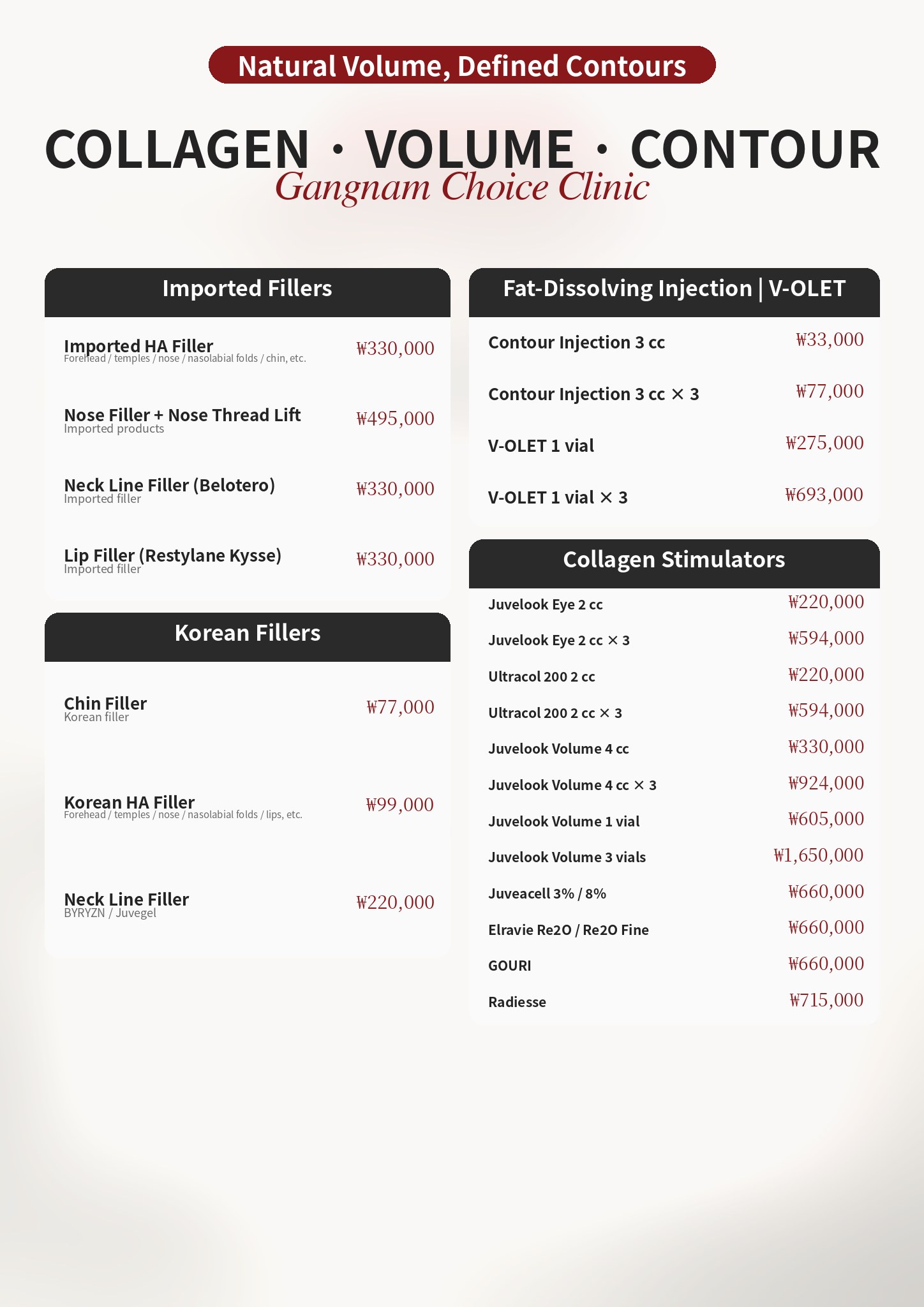 Collagen, Volume & Contour Event